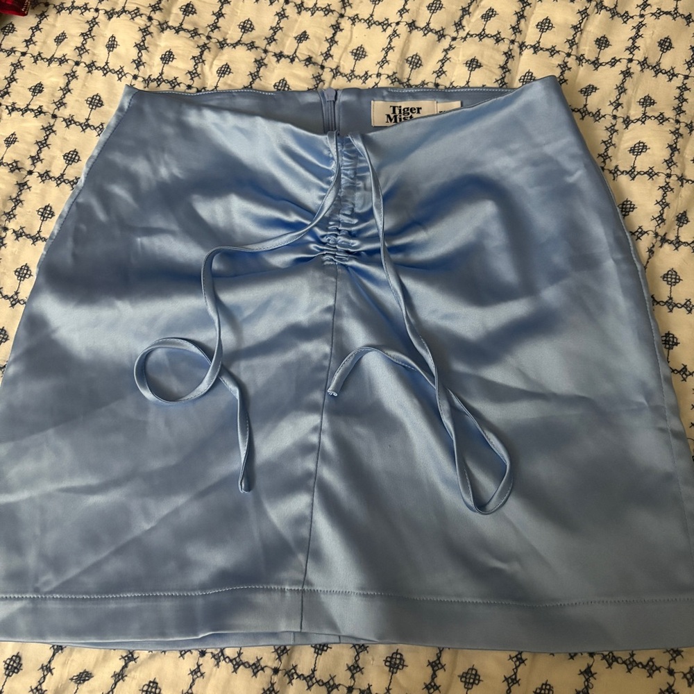 Tiger Mist Light Blue Satin Mini Skirt